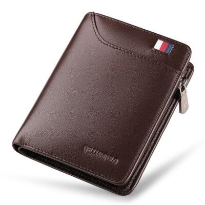 Smart Mini Leather Wallet - Brown / Red Wine